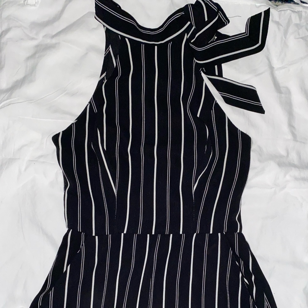 Halter top romper with long pants with bow at the top